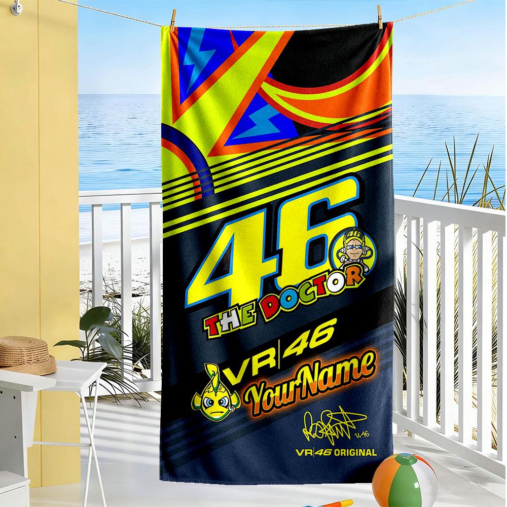 Doctor46 Personalized Text Beach Towel Quickdry Soft Microfiber Perfect For Traveling Yoga Camping And Swimming