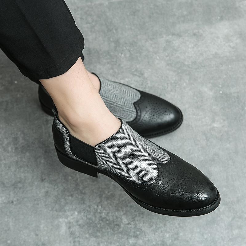 Модные новые мужские классические деловые кожаные туфли, модные деловые повседневные туфли для вождения, мужские винтажные туфли-челси ручной работы Brock Slip-on Loafers