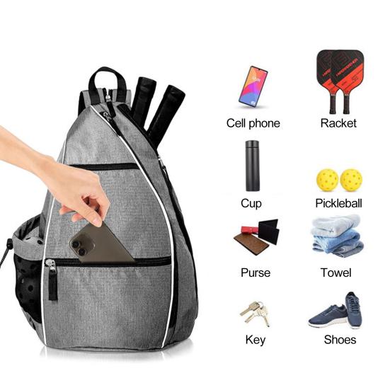 Pickleball Paddle Backpack Mesh Pocket Adjustable Strap Waterproof Oxford Cloth Outdoor Sports Badminton Table Tennis Racket Storage Bag