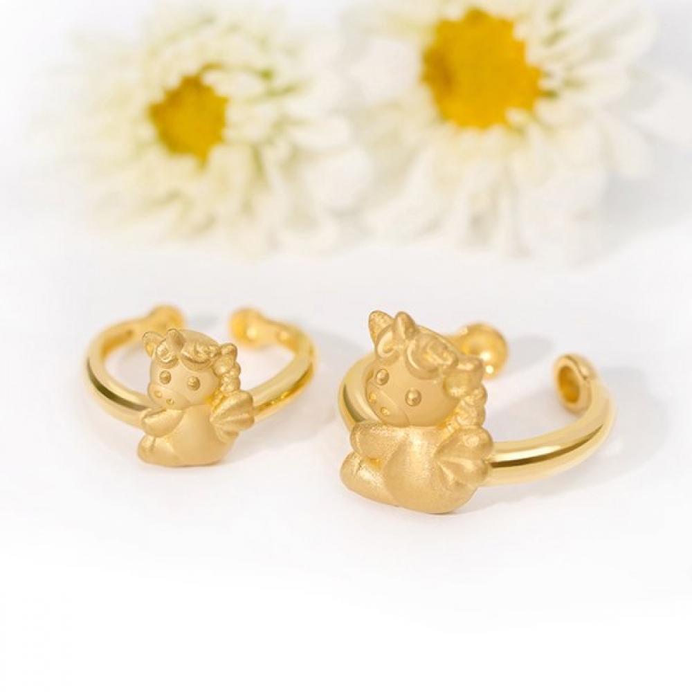 Tinyandco 24k Gold Unicorn Ring 1.875g For Year Of The Horse