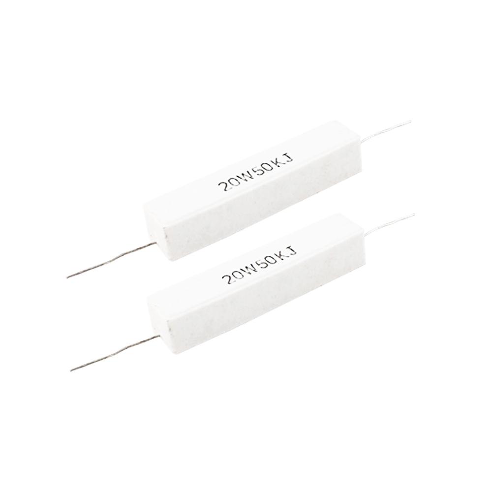 10PCS Wirewound Ceramic Cement Power Resistor Fixed Horizontal 20W Watt 0.1ohm - 100Kohm Vertical Axial Lead Resistance 5% 0.1/0.22/0.47/100/1K R Ohm