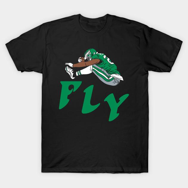 Asian Size Men Black Print T-shirt Fly Saquon, Philadelphia Football No-Cut Heat Transfer Print Cotton Tshirt