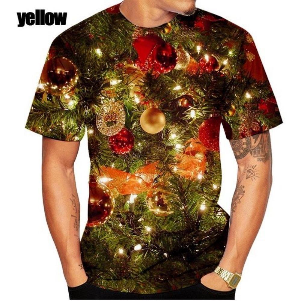 Новая летняя мужская футболка с 3D-принтом на рождественскую тематику, повседневная футболка большого размера