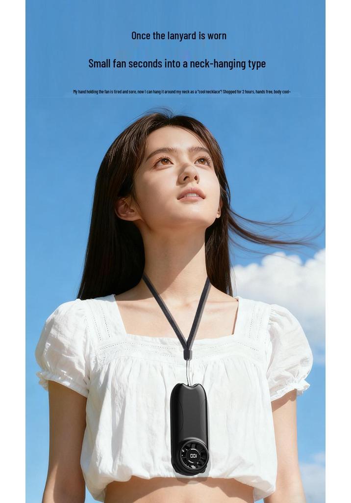 Portable USB Rechargeable Handheld Fan with Long Battery Life and Powerful Turbo, Desktop and Neck-Hanging Options