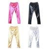 Faux Leather Leggings Kids Girls Metallic Ballet Pants Trouser