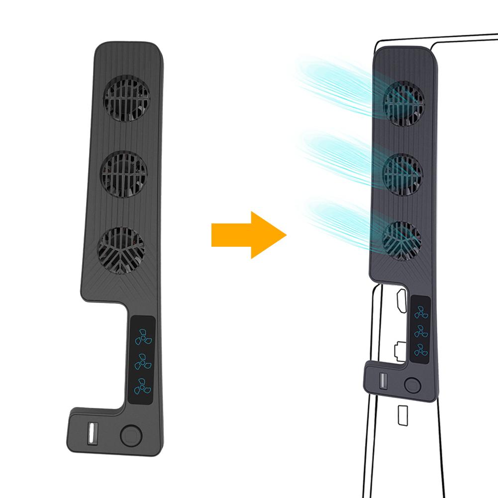 Тихий вентилятор для консоли PS5 Slim с регулируемой скоростью Эффективная система охлаждения с портом USB 3.0 для Playstation 5 Slim