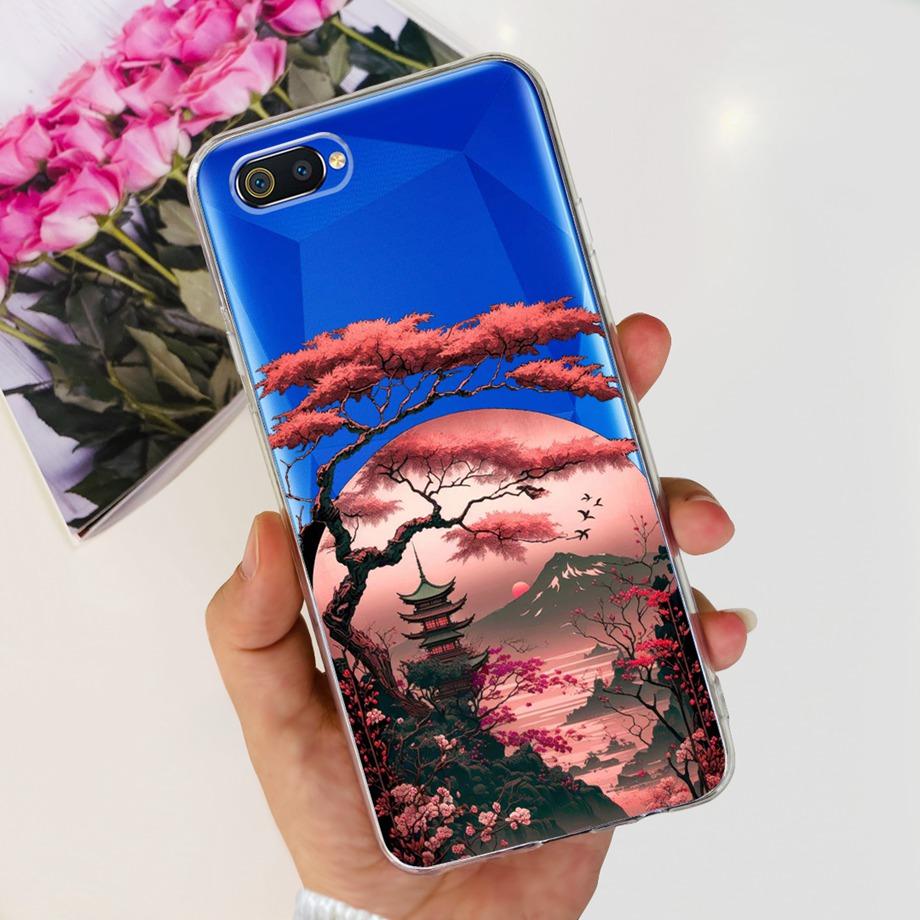 Luxuly Clear Silicone Back Cover For Oppo A1k A12e A3s A5 AX5 Case Realme C2 C1 Bumper Fundas Soft TPU Women Fashion Rose Flower