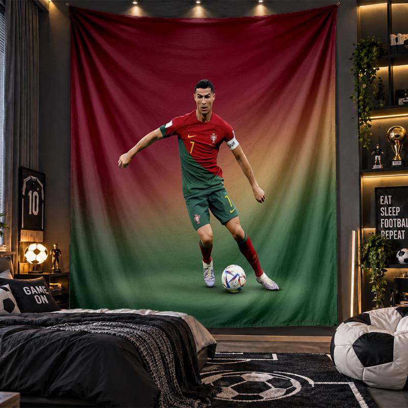 Wall Hanging Tapestry Cristiano Ronaldo Print Cloth for Living Room Bedroom Home Decor