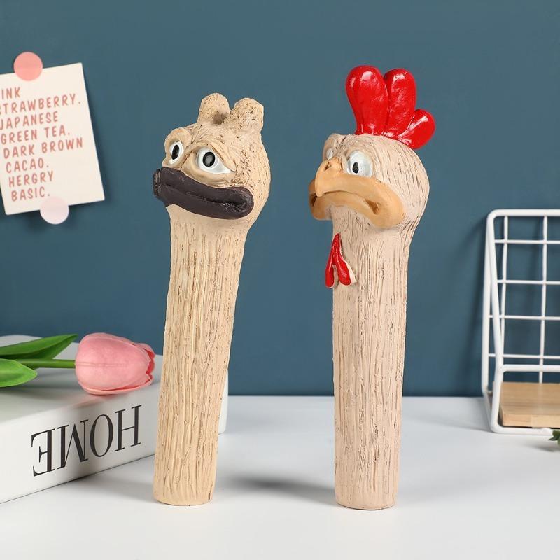 Статуэтка для украшения дома, креативное украшение для стола в виде головы страуса, украшение для горшечных растений для сада и балкона, интересные изделия из смолы