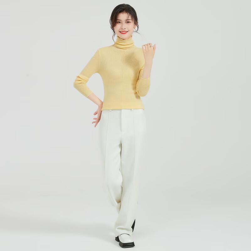 Golden Chrysanthemum Women's Wool Silk Turtleneck Sweater