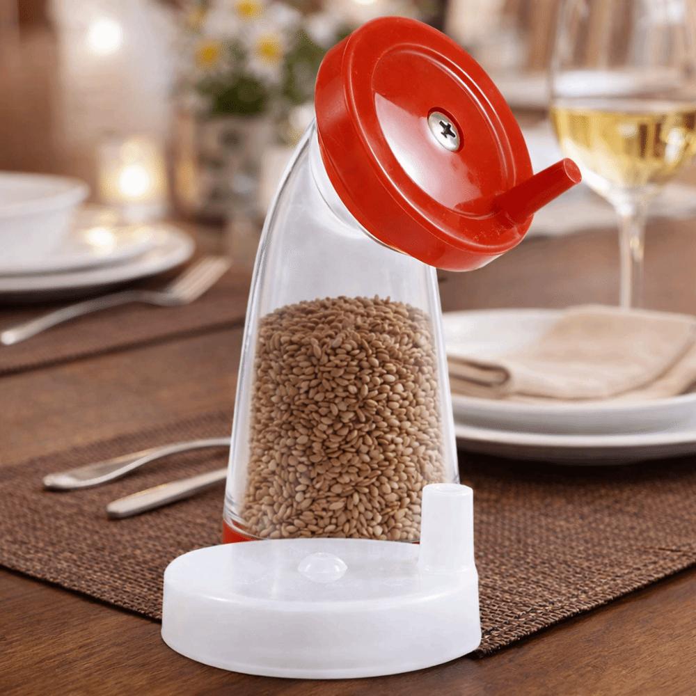 Transparent Body Manual Sesame Grinder with Moisture-proof Cover Sesame Mill Bottle Restaurant