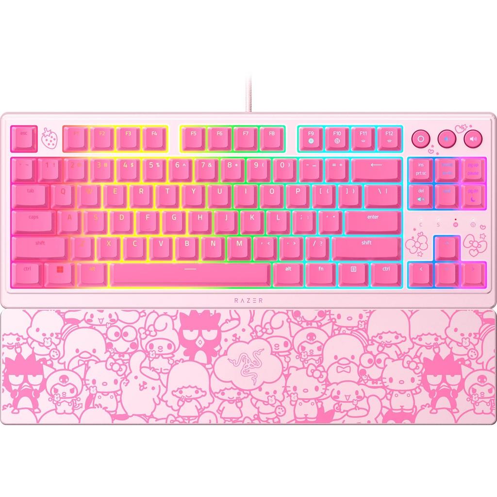 Razer Ornata V3 Tenkeyless Hello Kitty and Friends Проводная клавиатура без цифрового блока с удобным щелкающим ощущением благодаря своей механической мембране