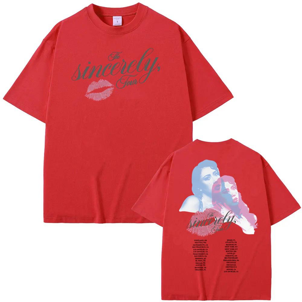 Sincerely Tour Crewneck Tee 2025 New Kali Uchis Tops Summer Hip Hop 100cotton Teeshirt High Quality Retro Round Neck Tshirt
