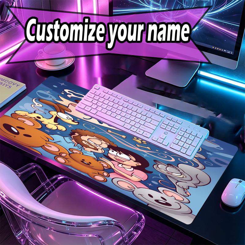 Custom Name Personalized Garfield Pattern Mousepad, Laptop PC Desk Mat, Decorative Desk Mat for Home Keyboard Pad Gift