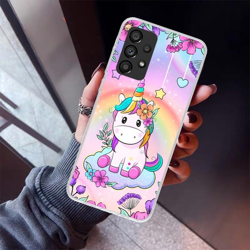 Розовый Единорог Радужный Чехол Для Телефона Для Samsung Galaxy A17 A16 A15 A14 A13 A57 A56 A55 A54 A53 A37 A36 A35 A34 A33 A26 A25 A24 A23 G