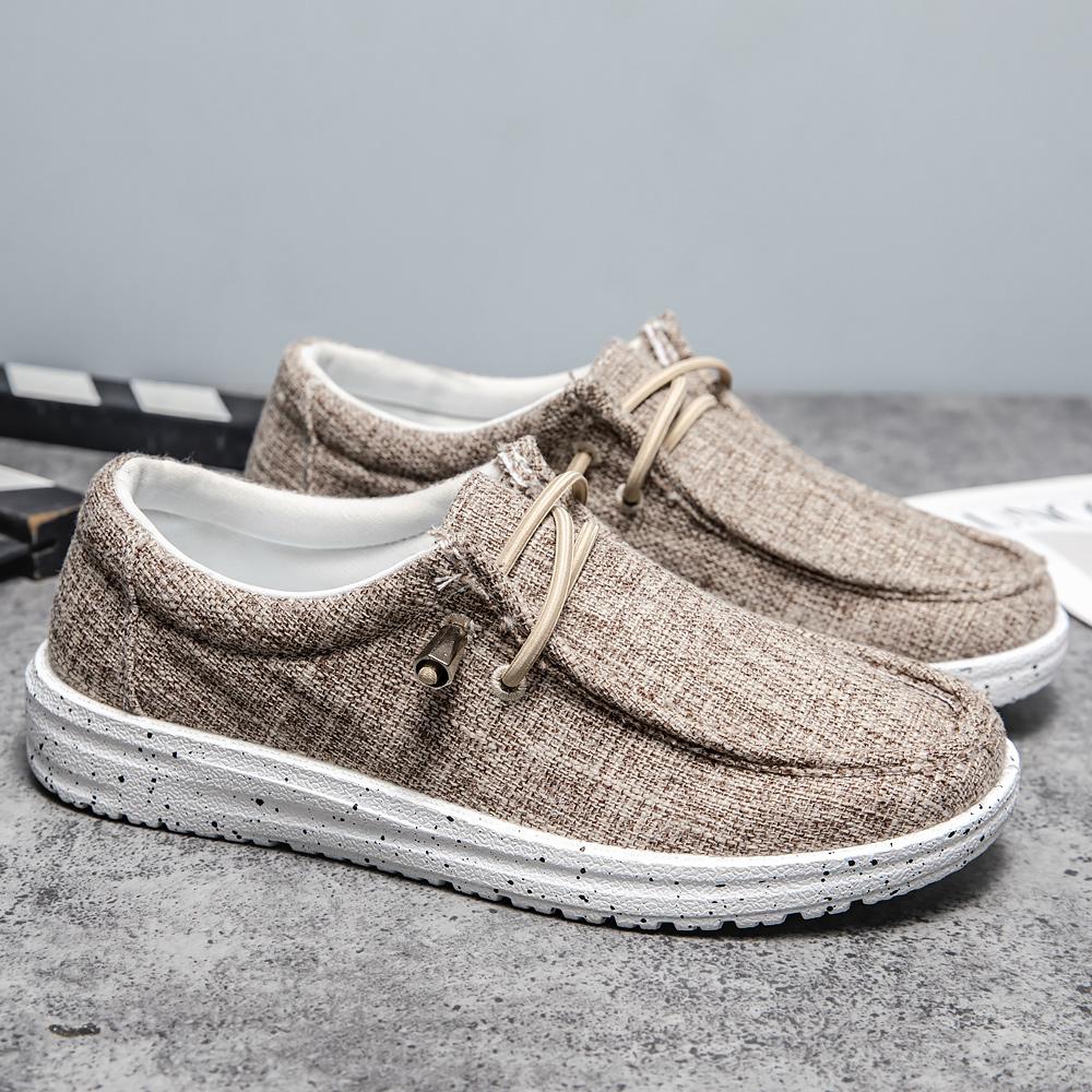 Дышащие парусиновые кроссовки без шнуровки для мужчин — нескользящая обувь для весны и лета