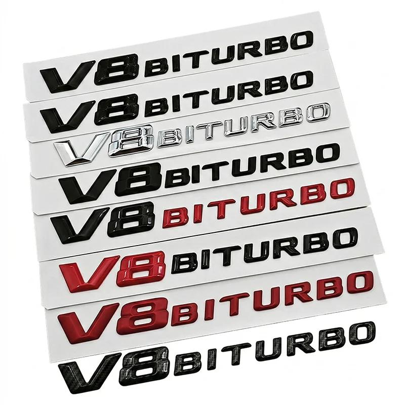 3D V8 BITURBO Emblem Fender Badge Car Sticker For Mercedes Benz AMG G63 C63 E63 S63 Auto Side Decal Styling Accessories sss1