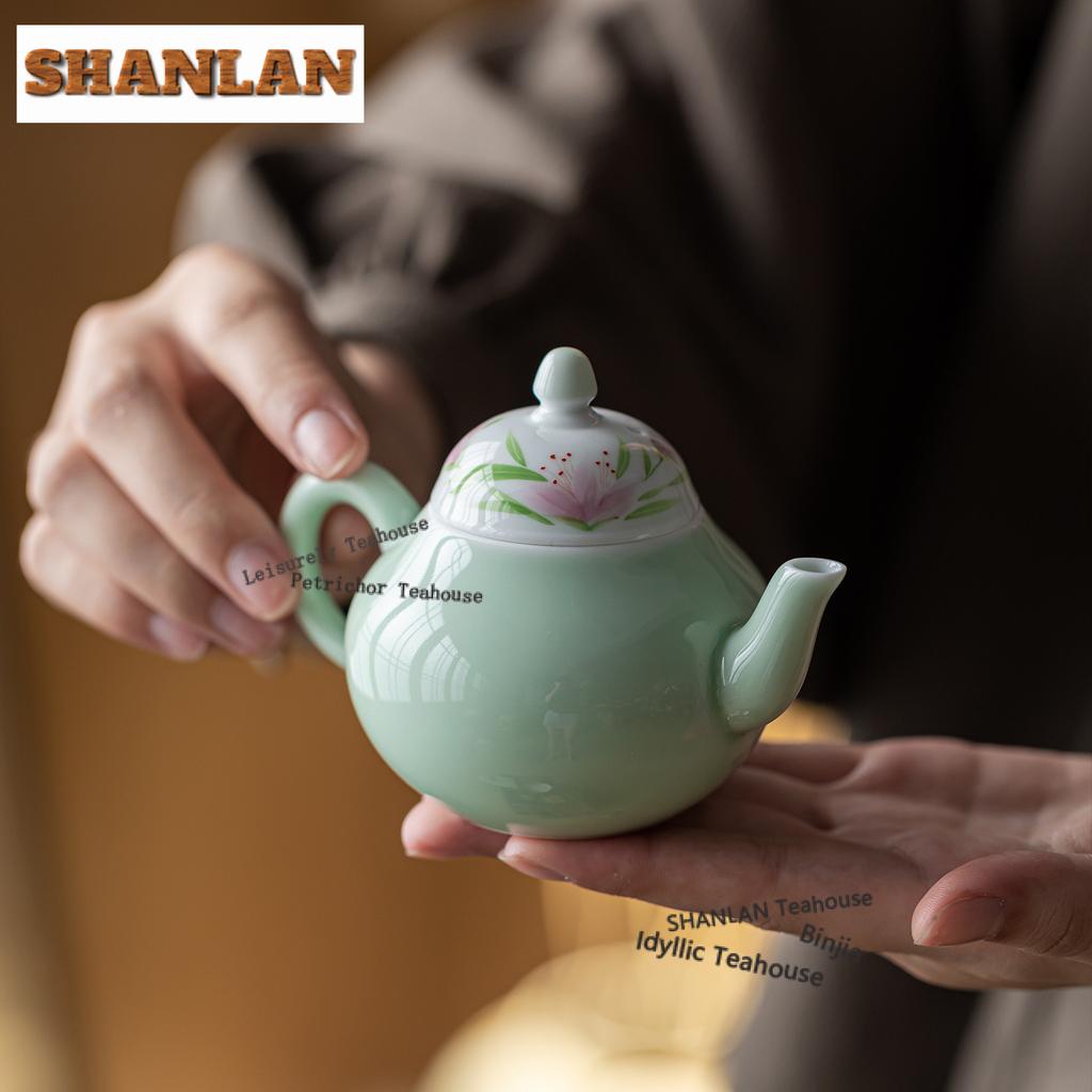 130ml Pure Hand-painted Lily Flower Teapot Ancient Tea Infuser Pot Household Tea Maker Kettle With Filter Chinese Tea Set Craft