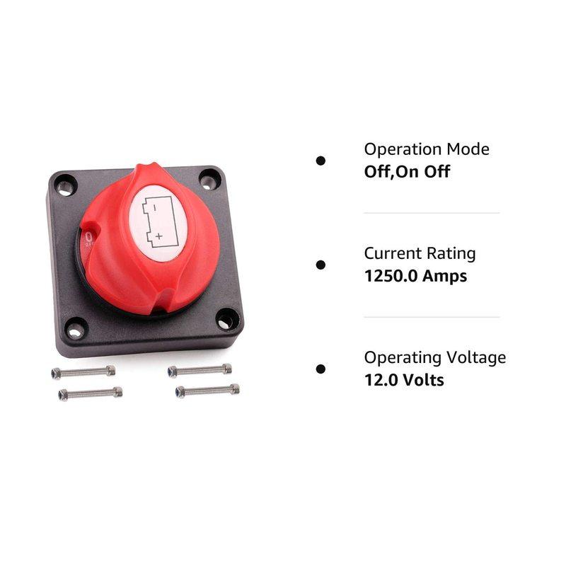 12V-48V Battery Cut Shut Off Switch Heavy Duty Battery Isolator Switch, 275/1250 Amps for Marine Boat RV ATV UTV Vehicles
