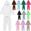Kids Boys Girls Two-Piece Sport Suit Solid Color Tracksuit Long Sleeve Pullover Hoodie with Sweatpants