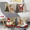 Short Plush Christmas Pillow Cover 45x45cm Sofa Cushion Cover  Xmas Home Decoration