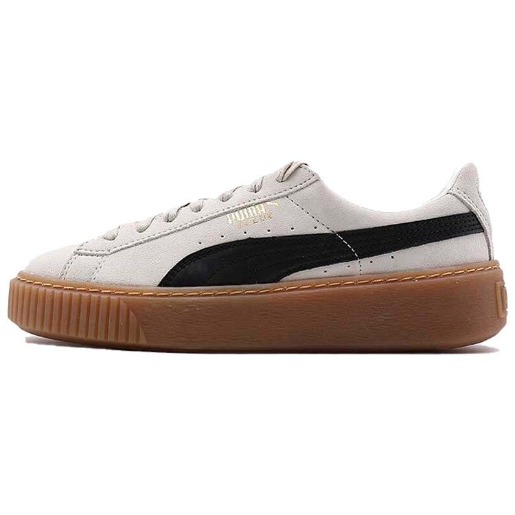 Puma Suede Platform Core Whisper White Black Women Sneakers 363559-01