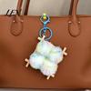 Backpack Decoration Accessories Fermented Bean Curd Plush Keychain, Fluffy Doufu Bag Food Shaped Decor Charm with Keyring, Handbag Purse