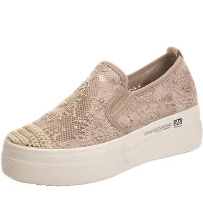 Туфли на платформе женские летние новые сетчатые дышащие с небольшим ароматом внутри увеличивающие каблук женские туфли 7 см