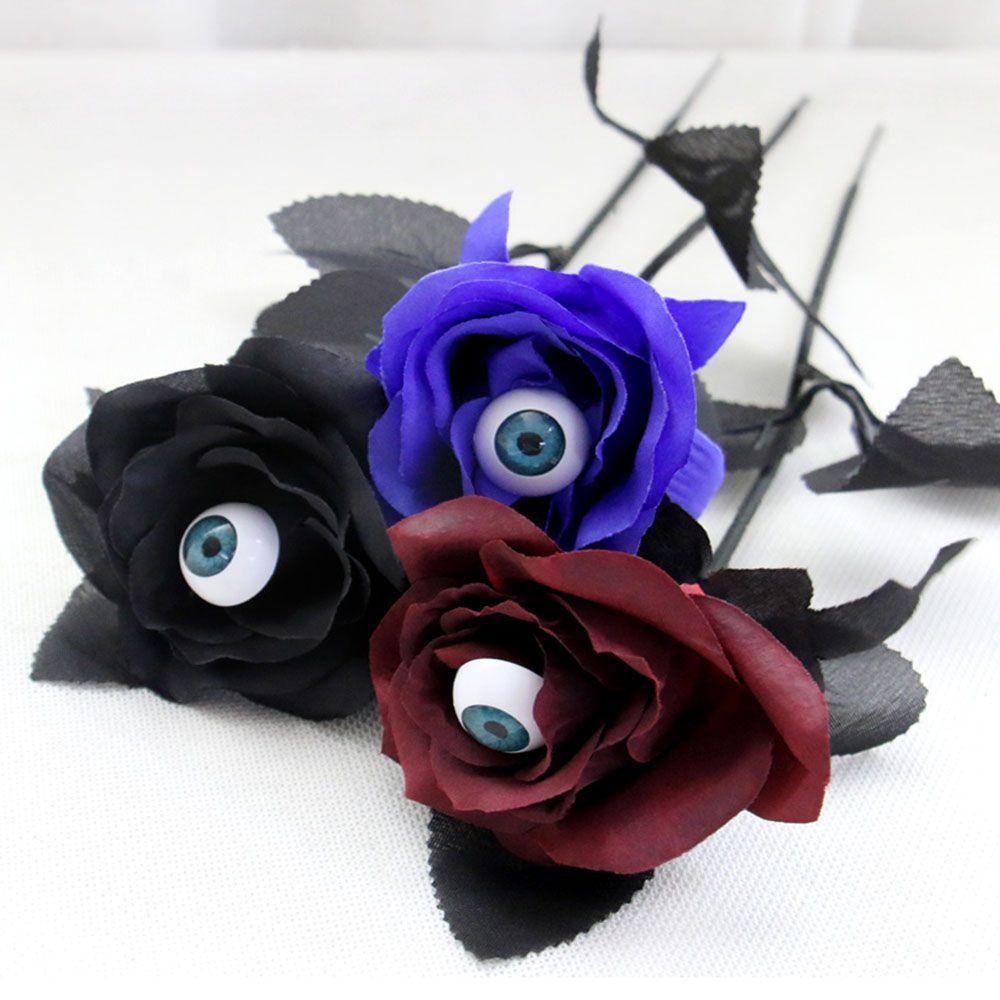 Handmade Halloween Eyeball Rose Simulation Artificial Black Rose Eyeball Fake Flower Wedding