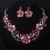 Bridal accessories: navy blue, purple, red, flower shaped beads necklace, earring set, women's wedding set, stage performance, e