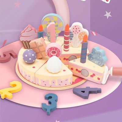 Деревянный игровой набор «День Рождения в американском стиле» - Игрушка для ролевых игр со съемными кусочками, свечами и украшениями для детской вечеринки