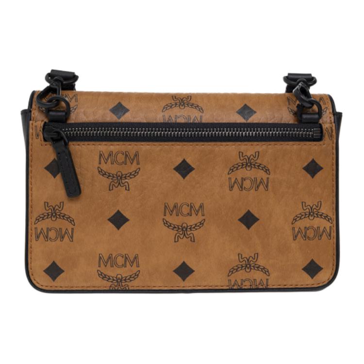 MCM Visetos Canvas Crossbody Bag with Adjustable Strap & Metal Logo Plaque for Daily & Travel Use
