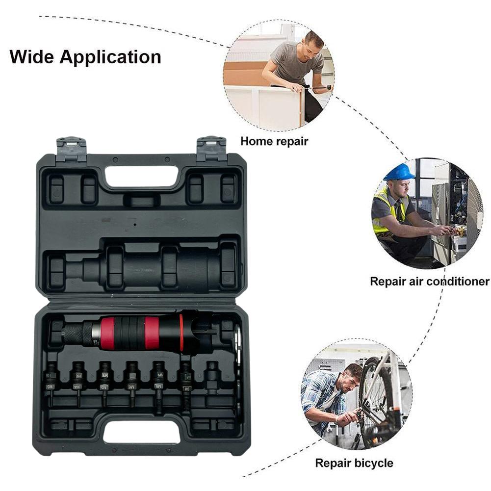 M3, M4, M5, M6, M8M10 Клепальный пистолет Конверсионная головка Инструмент Вставка DIY Гайка Съемный заклепочный пистолет Гайка Набор Клепальный конвертер Главная B8D4