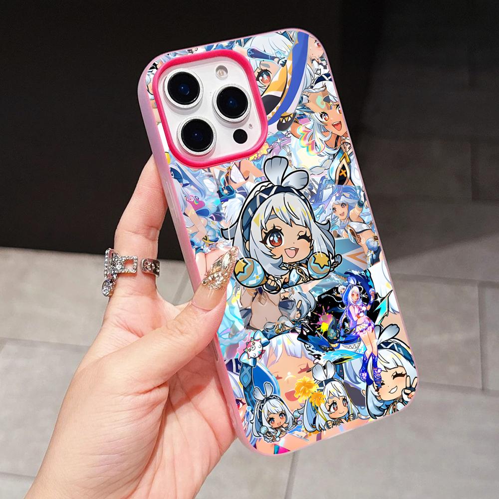Game GI Mualani Jelly Double layer Rose Red Mobile Phone Case for iPhone 17 16 15 14 13 12 11 Air Pro Max Plus Protective
