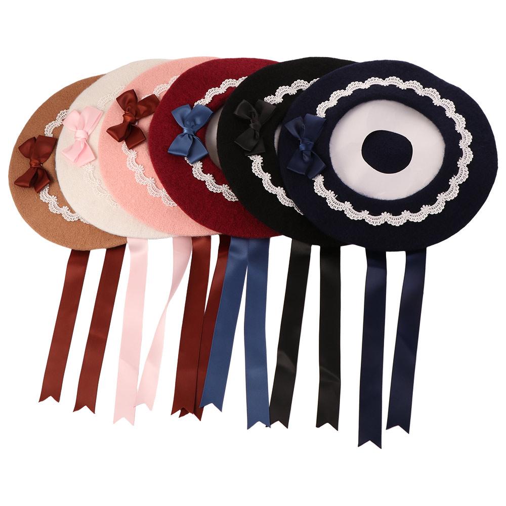 Sweet Lolita Beret Warm Beanie Cap Decorate Painter Hat Women Headdress