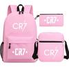 Cristiano Ronaldo Print Teenage School Backpack Set 3pcs Oxford Fabric Unisex Shoulder Bag High Students