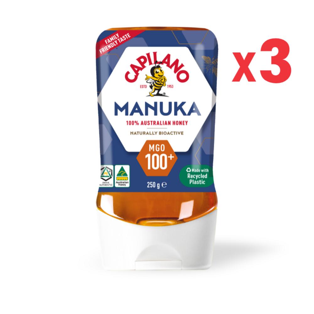 3 X Капилано Мед Манука MGO 100+ Вверх дном (туба) 250 г 3 шт. 250 г