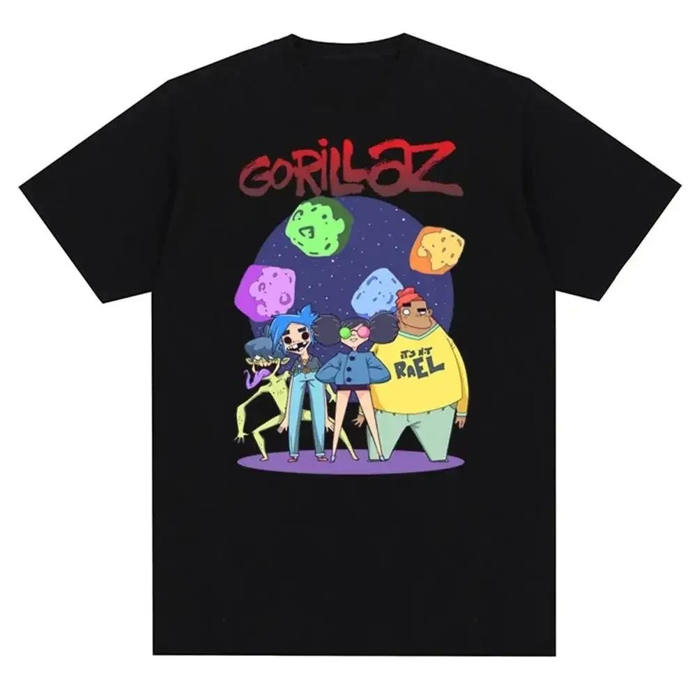 Музыкальная группа Gorillazs Панк-рок Принт Футболка 90-е Повседневная Мода Короткий рукав Футболка Унисекс