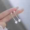 1 Pair New Silvery Earrings for Women Heart Chain Earring Jewelry Prevent Allergy Party Accessories Gift Heart Earrings