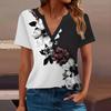 Women's T Shirt Tee Printed Short Sleeve Daily Weekend Fashion Basic V Neck Regular Top