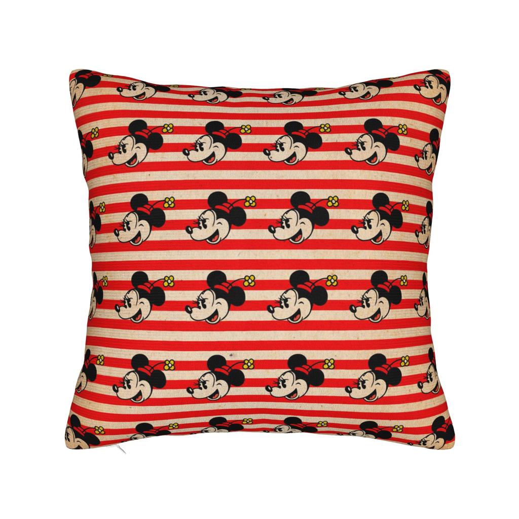 Mickey and Minnie Mouse Pillowcase Polyester Cushion Cover Gift Cute Cartoon Throw Pillow Case Cover Seater Zippered 45*45cm