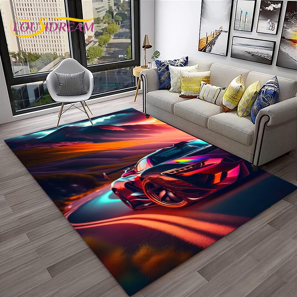 Racing Car Shaped Kids Play Rug Non Slip Floor Mat For Living Room Bedroom Sofa Decor Area Carpet