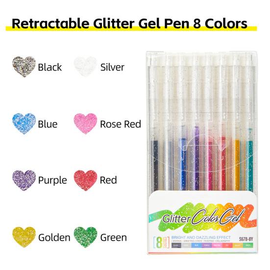 Набор гелевых ручек с блестками, яркие сверкающие чернила, маркеры для письма, рисования дудлов, неоновые хайлайтеры нажимного типа для ведения дневника, скрапбукинга и художественных проектов
