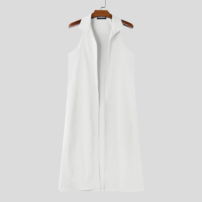 INCERUN Летний мужской кардиган без рукавов с открытым передом свободного покроя с длинными рукавами