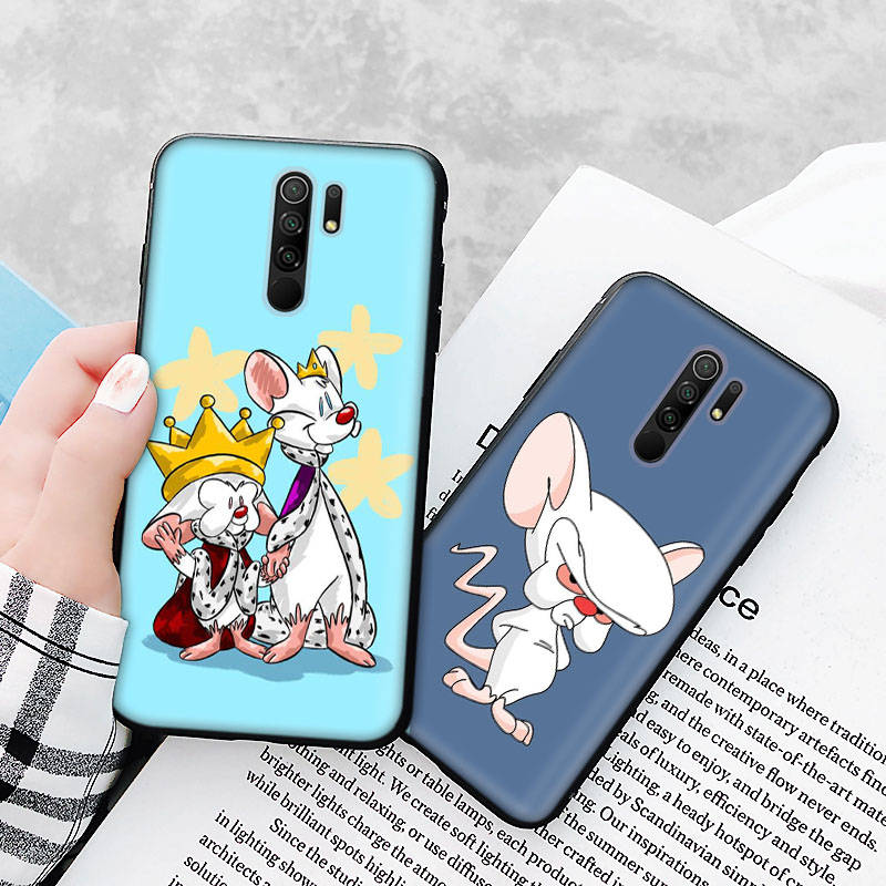 Черный чехол для Xiaomi Redmi 13C Note 9 iPhone XR 7 8 14 15 11 12 13 X XS Pro Max Samsung A25 S23 S24 FE Ultra Plus Pinky and the Brain