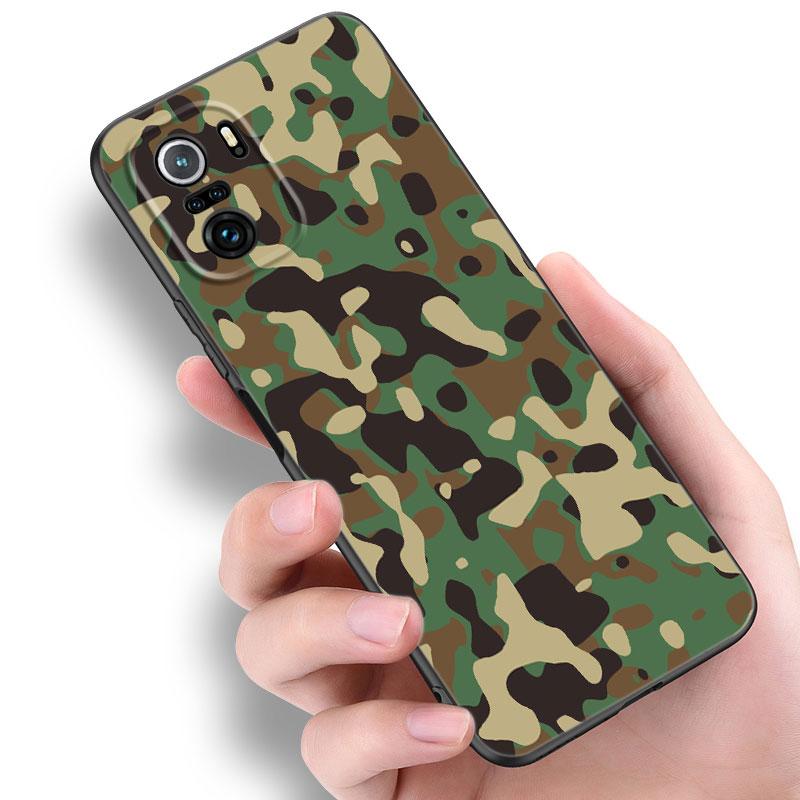 Камуфляжный Армейский Черный Силиконовый Чехол для Телефона Для Xiaomi POCO X3 X4 NFC F5 M3 M4 M6 X5 X6 Pro F3 F4 GT 5G C55 C65 M5