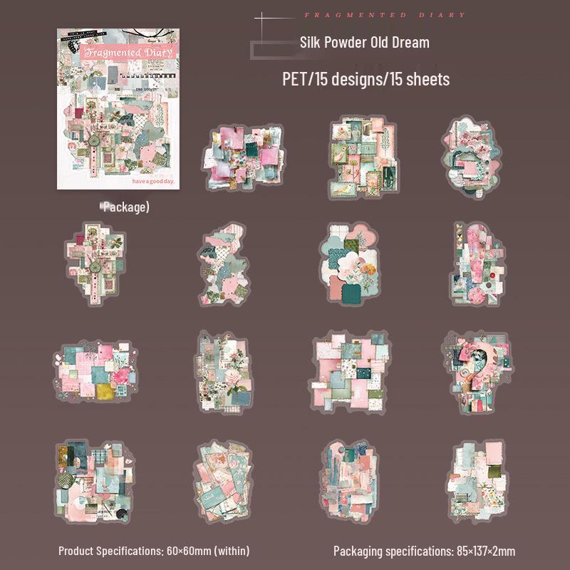 Ретро-коллаж, набор ПЭТ-стикеров - Серия «Фрагментированный дневник» для планировщиков и DIY