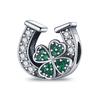 925 Silver Green St Patricks Clover Pendant DIY Charm Beads for  Bangle Charms Bracelet Women Jewelry