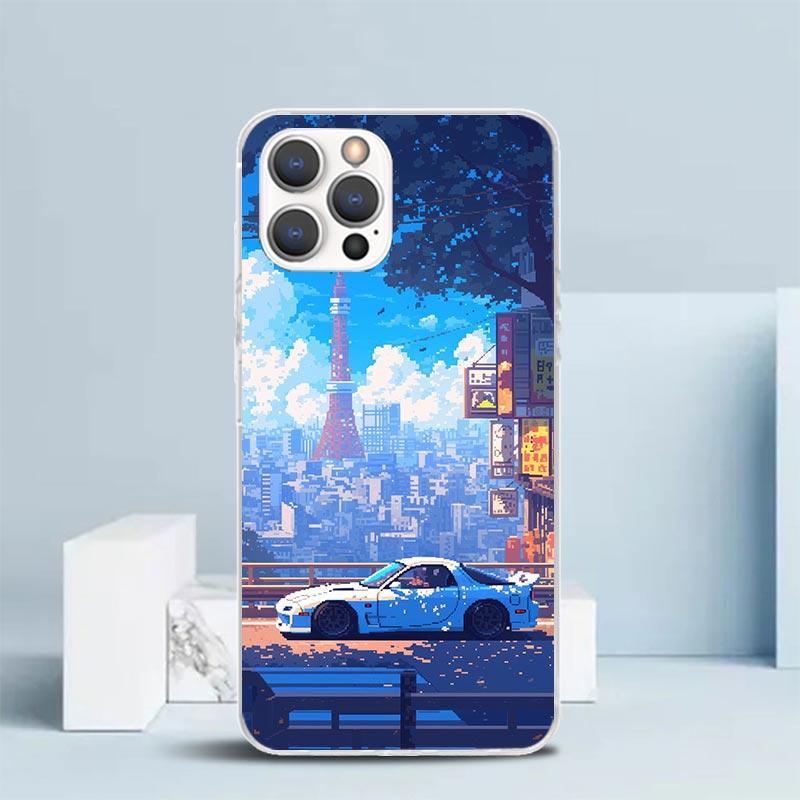 JDM Машина RX7 Крутой Мягкий Чехол для iPhone 16 17 Air 15 14 Pro Max 16E Чехол для Телефона 13 Mini 12 11 7 SE 8 Чехлы с Рисунком Подходящие 16 17
