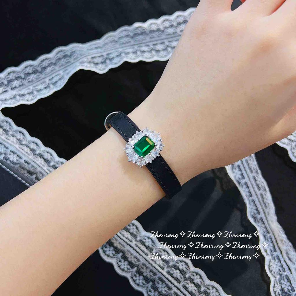 Xiaohongshu Simulation Emerald Wristband Bracelet Female, Pendant Watch Two Wearing Belt Watch Adjustable